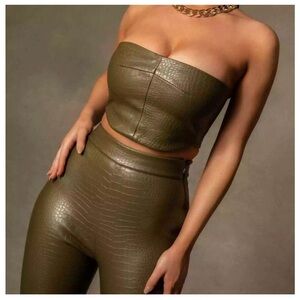 Faux Leather Strapless Crop Top